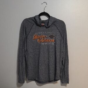 Harley-Davidson Gray Hoodie with Bold Orange Text